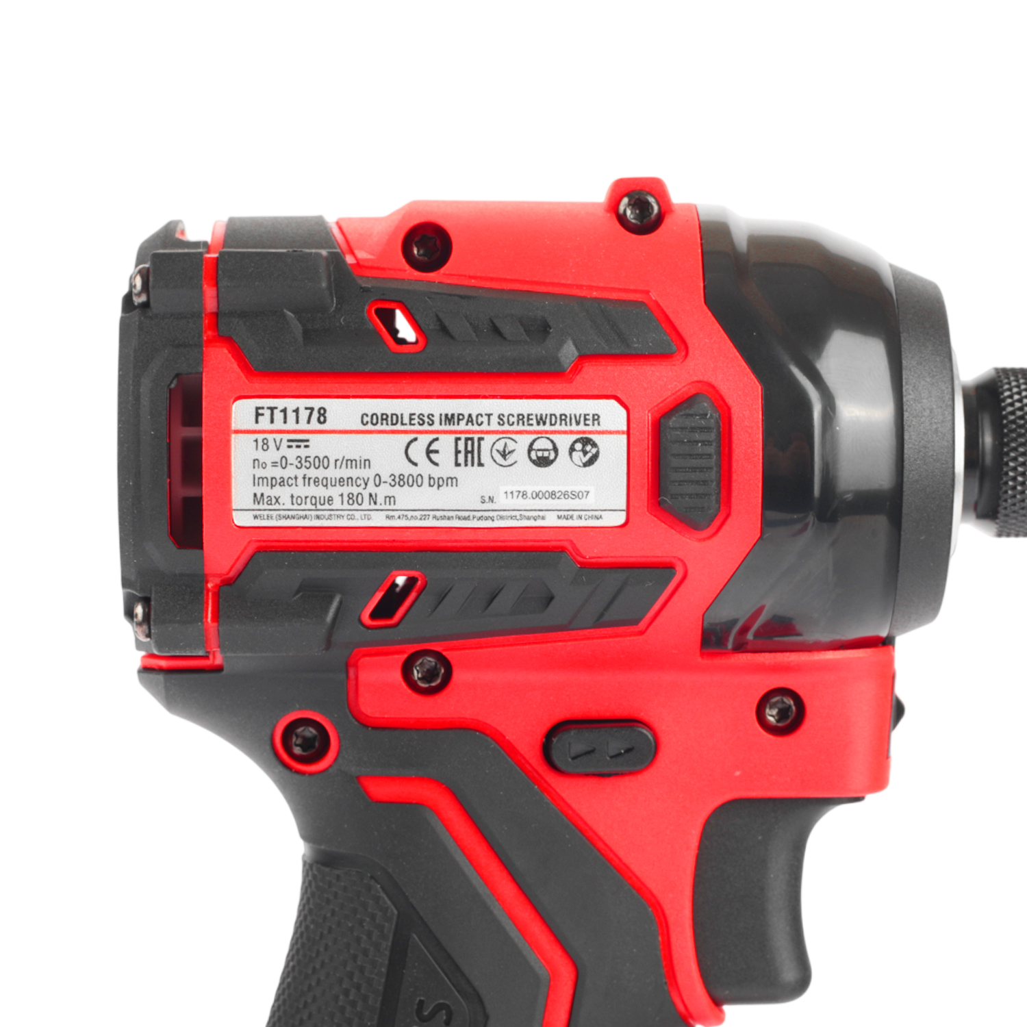 FT1178 Аккумуляторный винтоверт, HEX-impact, 180нм, 3 скорости, подсветка, 2*2а/ч, кейс 11788 #